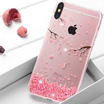 HMTECH iPhone XR Coque Paillette Diamant strass Bling Cristal Souple Clear Flex Cherry Fleur Etui pour iPhone