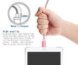 Cable Phone, Chargeur Phone avec Nylon Tressé Câble USB Chargeur Phone (1M/3FT-3Pack,Rose Gold)